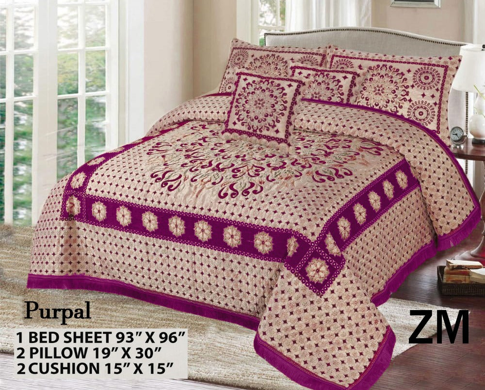 Velvet jacquard Bedsheet —5 Pcs Set— VJD 067