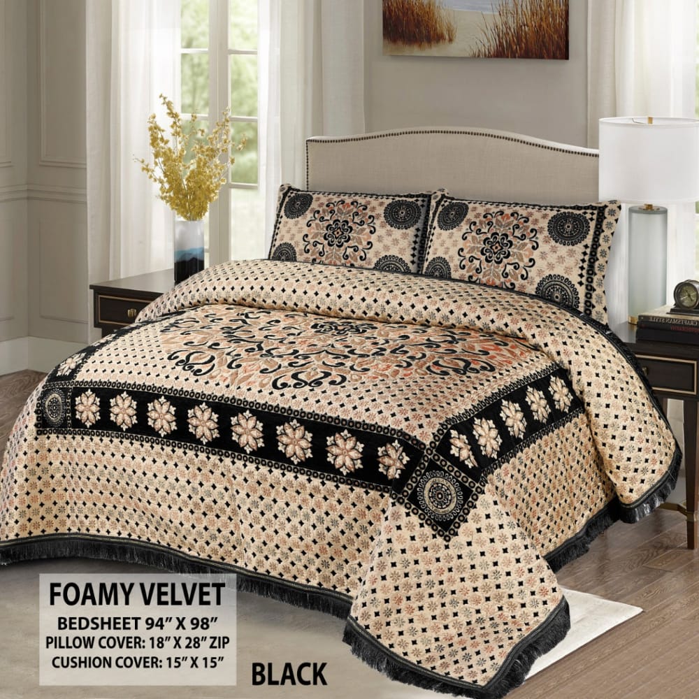 Velvet jacquard Bedsheet —5 Pcs Set— VJD 071