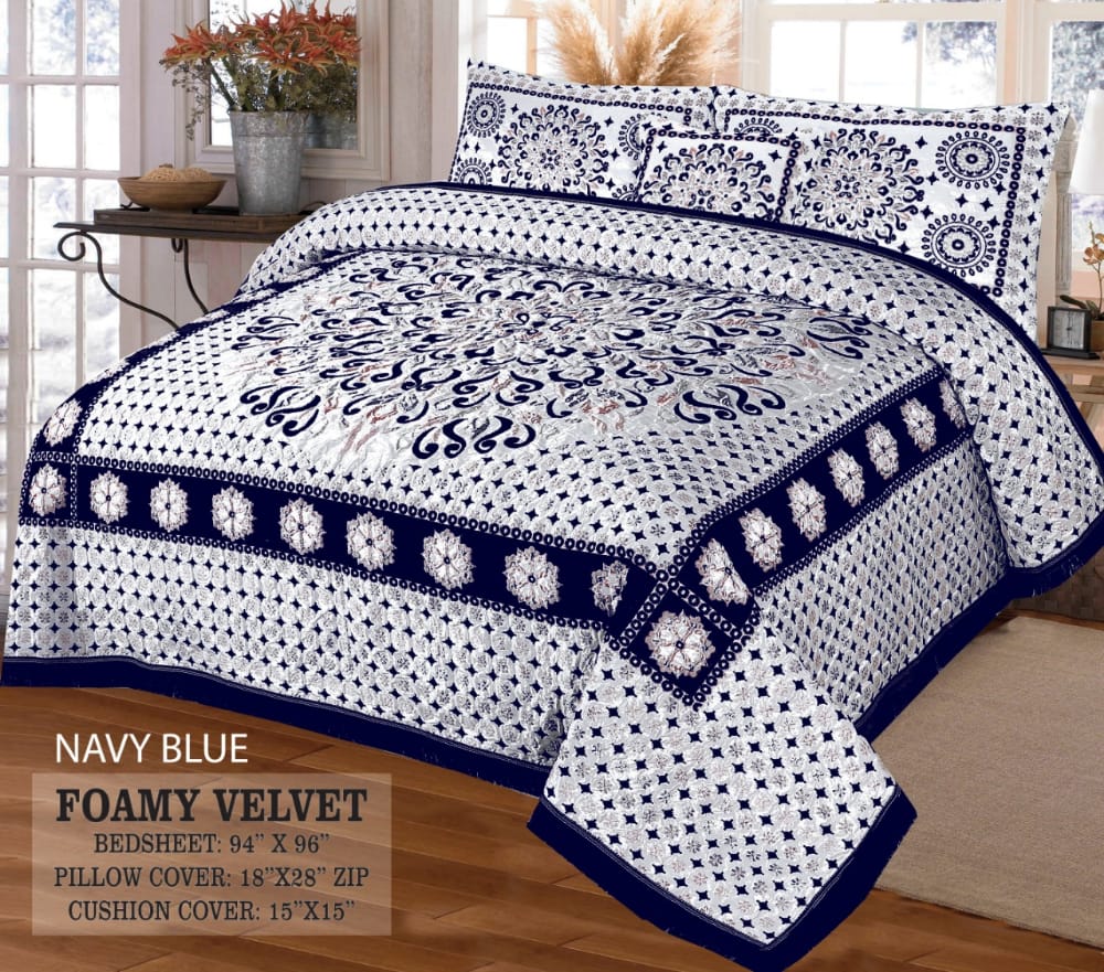 Velvet jacquard Bedsheet —5 Pcs Set— VJD 064