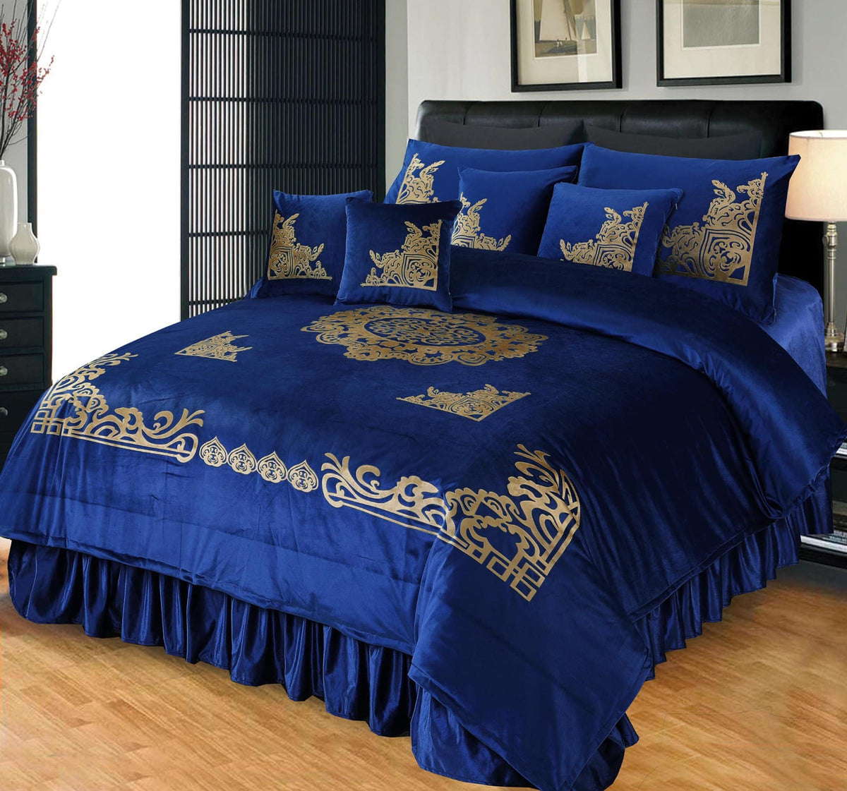 Embossed Velvet Bridal Bed Set MV-04