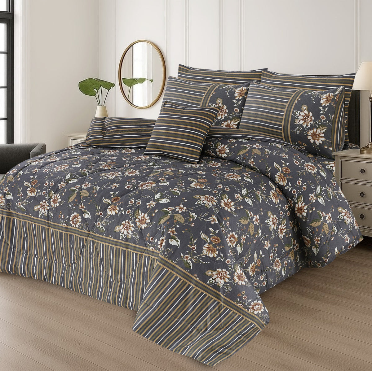 7 Pcs Comforter Set King Size Design KCC 00329