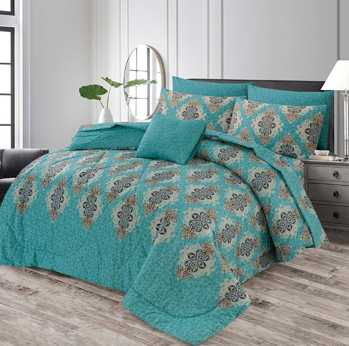 7 Pcs Comforter Set King Size Design KCC 00339