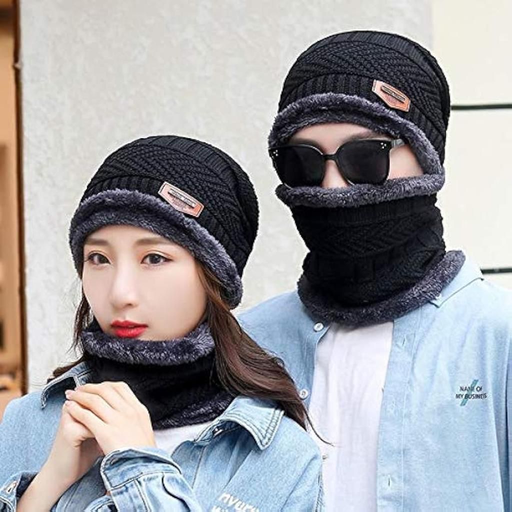 Beanie Wool Cap With Neck Warmer. Full Set-2 Pieces.