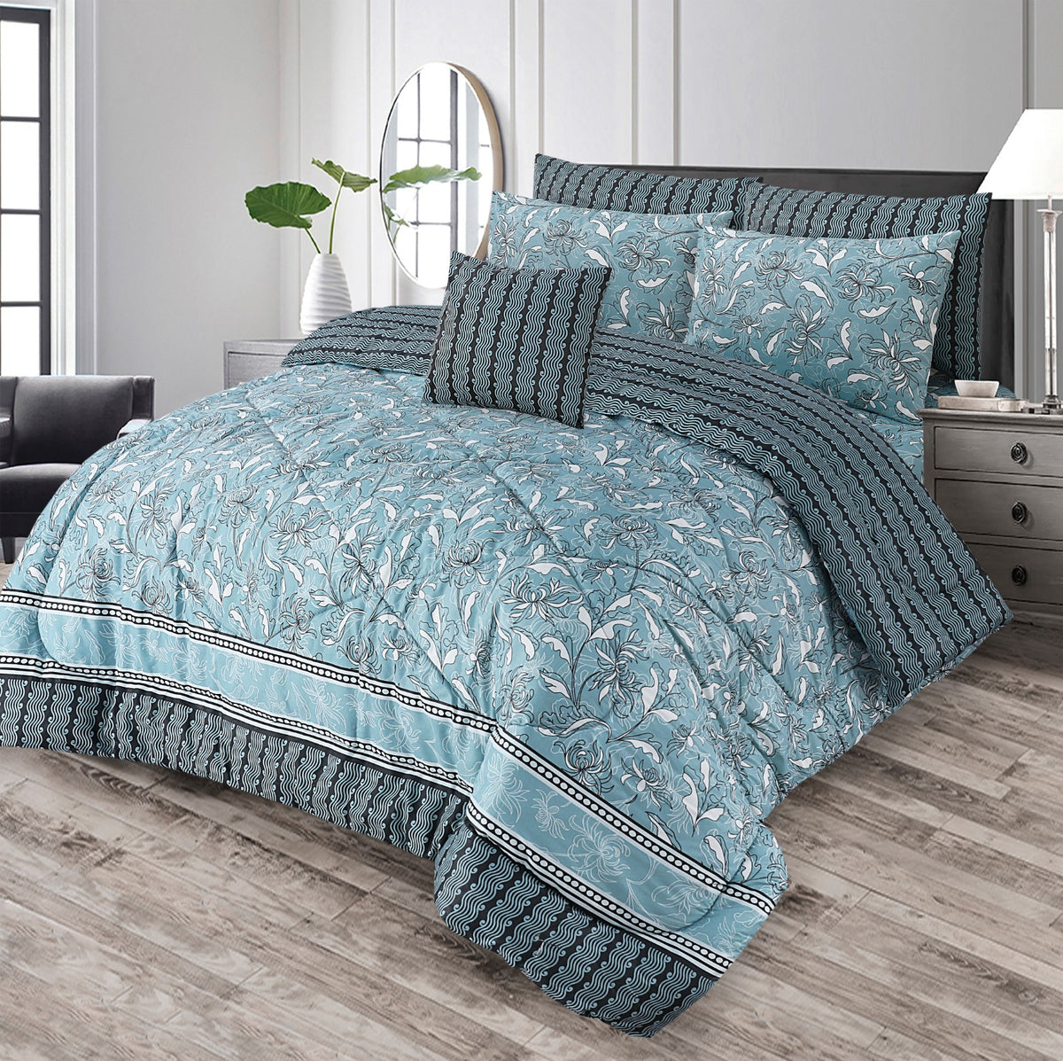 7 Pcs Comforter Set King Size Design KCC 00402