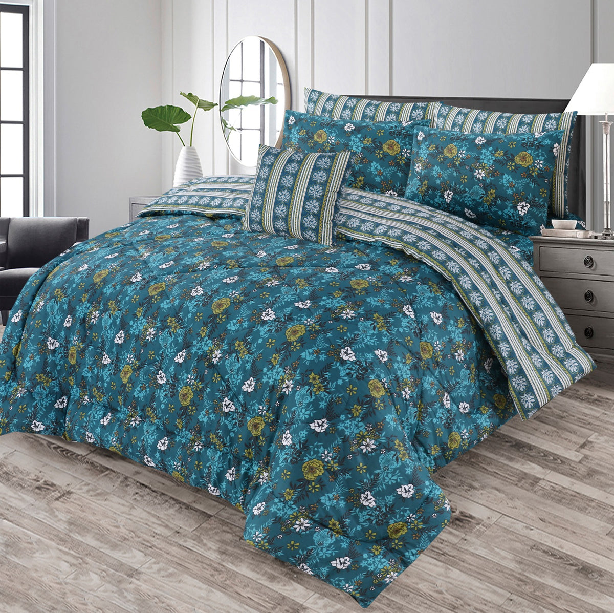 7 Pcs Comforter Set King Size Design KCC 00395